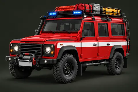 Ilustracja: Land Rover Defender — ratownictwo górskie